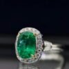 SGARIT Fine Jewelry Factory Customized Solid 18k White Gold 3.62 Carats Cushion Cut Jewellery Classic Engagement Anniversary VVG Green Natural Gemstone Emerald Ring