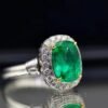 SGARIT Fine Jewelry Factory Customized Solid 18k White Gold 3.62 Carats Cushion Cut Jewellery Classic Engagement Anniversary VVG Green Natural Gemstone Emerald Ring