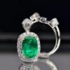 SGARIT Fine Jewelry Factory Customized Solid 18k White Gold 3.62 Carats Cushion Cut Jewellery Classic Engagement Anniversary VVG Green Natural Gemstone Emerald Ring