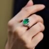 SGARIT Fine Jewelry Factory Customized Solid 18k White Gold 3.62 Carats Cushion Cut Jewellery Classic Engagement Anniversary VVG Green Natural Gemstone Emerald Ring