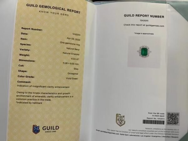 微信图片_202408021007494 SGARIT Fine Jewelry Factory Customized Solid 18k White Gold 4.04 Carats Emerald Cut Jewellery Classic Engagement Anniversary VVG Green Natural Gemstone Emerald Ring