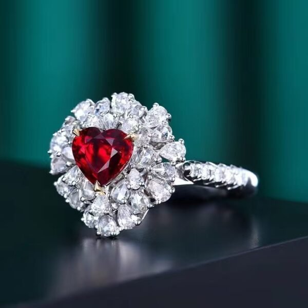 微信图片_202408021010351 SGARIT Fine Jewelry Factory Custom Solid 18k White Gold 1.24 Carats Heart Cut Jewellery Luxury Elegant Noble Natural Gemstone Quality Unheated Red Ruby Ring/Pendant