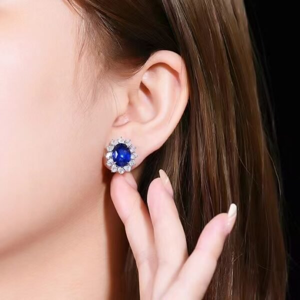微信图片_20240802101157 SGARIT Fine Jewelry Manufacturer Custom Real 18k White Gold 3.58 Carats Oval Cut Jewellery Luxury Natural Gemstone Unburnt Sri Lanka Royal Blue Sapphire Stud Earrings