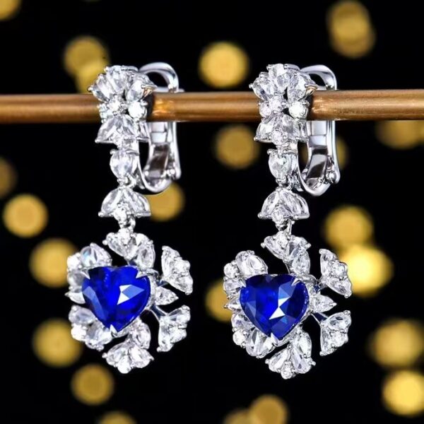 微信图片_202408021012341 SGARIT Fine Jewelry Manufacturer Custom Real 18k White Gold 3.58 Carats Heart Cut Jewellery Luxury Natural Gemstone Sri Lanka Blue Sapphire Earrings