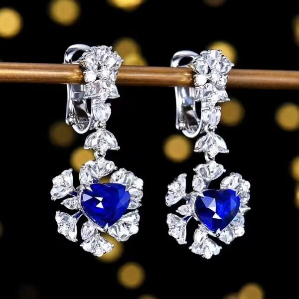 微信图片_20240802101235 SGARIT Fine Jewelry Manufacturer Custom Real 18k White Gold 3.58 Carats Heart Cut Jewellery Luxury Natural Gemstone Sri Lanka Blue Sapphire Earrings