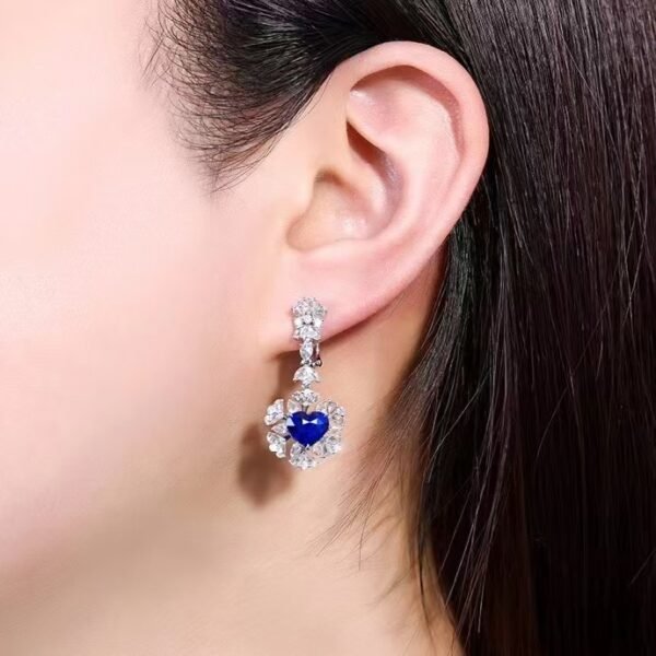 微信图片_202408021012353 SGARIT Fine Jewelry Manufacturer Custom Real 18k White Gold 3.58 Carats Heart Cut Jewellery Luxury Natural Gemstone Sri Lanka Blue Sapphire Earrings