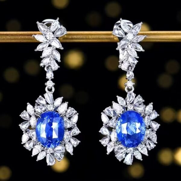 微信图片_20240802101252 SGARIT Fine Jewelry Manufacturer Custom Real 18k White Gold 3.84 Carats Oval Cut Jewellery Luxury Natural Gemstone Sri Lanka Blue Sapphire Earrings