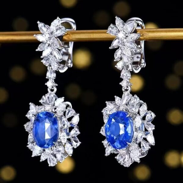 微信图片_202408021012521 SGARIT Fine Jewelry Manufacturer Custom Real 18k White Gold 3.84 Carats Oval Cut Jewellery Luxury Natural Gemstone Sri Lanka Blue Sapphire Earrings