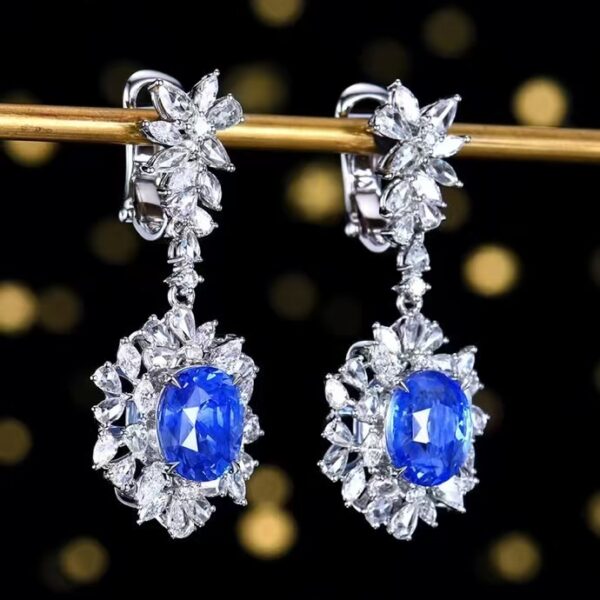 微信图片_202408021012522 SGARIT Fine Jewelry Manufacturer Custom Real 18k White Gold 3.84 Carats Oval Cut Jewellery Luxury Natural Gemstone Sri Lanka Blue Sapphire Earrings