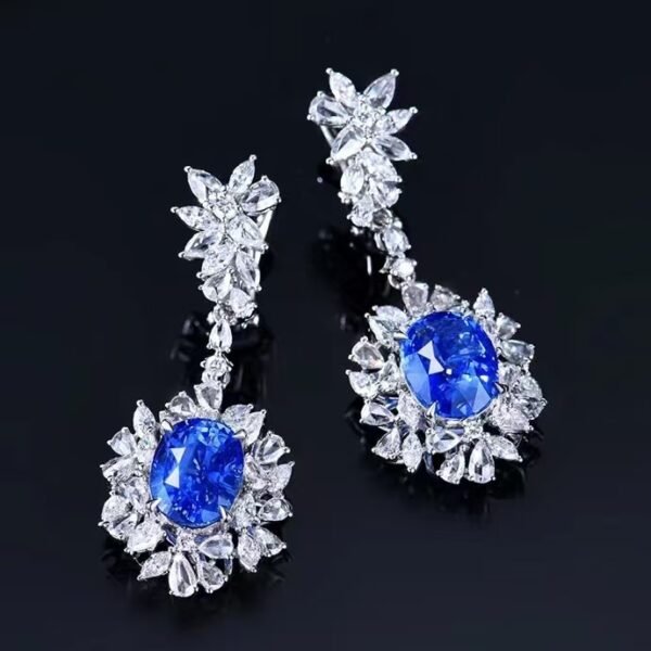 微信图片_202408021012523 SGARIT Fine Jewelry Manufacturer Custom Real 18k White Gold 3.84 Carats Oval Cut Jewellery Luxury Natural Gemstone Sri Lanka Blue Sapphire Earrings