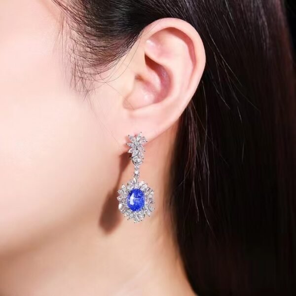 微信图片_202408021012531 SGARIT Fine Jewelry Manufacturer Custom Real 18k White Gold 3.84 Carats Oval Cut Jewellery Luxury Natural Gemstone Sri Lanka Blue Sapphire Earrings