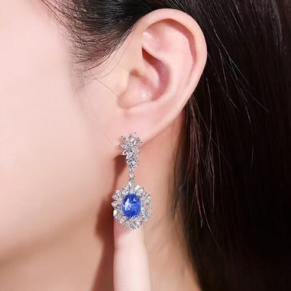 微信图片_202408021012532 SGARIT Fine Jewelry Manufacturer Custom Real 18k White Gold 3.84 Carats Oval Cut Jewellery Luxury Natural Gemstone Sri Lanka Blue Sapphire Earrings