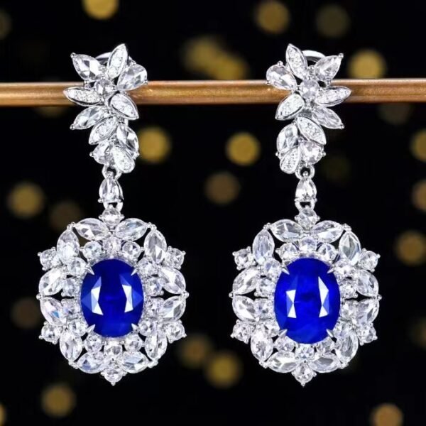 微信图片_20240802101309 SGARIT Fine Jewelry Manufacturer Custom Real 18k White Gold 3.92 Carats Oval Cut Jewellery Luxury Natural Gemstone Sri Lanka Blue Sapphire Earrings