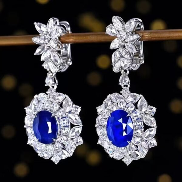 微信图片_202408021013091 SGARIT Fine Jewelry Manufacturer Custom Real 18k White Gold 3.92 Carats Oval Cut Jewellery Luxury Natural Gemstone Sri Lanka Blue Sapphire Earrings