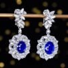 微信图片_202408021013092 SGARIT Fine Jewelry Manufacturer Custom Real 18k White Gold 3.92 Carats Oval Cut Jewellery Luxury Natural Gemstone Sri Lanka Blue Sapphire Earrings