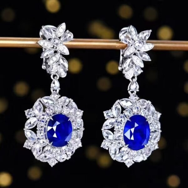 微信图片_202408021013092 SGARIT Fine Jewelry Manufacturer Custom Real 18k White Gold 3.92 Carats Oval Cut Jewellery Luxury Natural Gemstone Sri Lanka Blue Sapphire Earrings