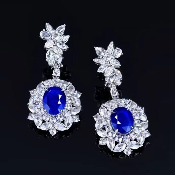 微信图片_202408021013093 SGARIT Fine Jewelry Manufacturer Custom Real 18k White Gold 3.92 Carats Oval Cut Jewellery Luxury Natural Gemstone Sri Lanka Blue Sapphire Earrings
