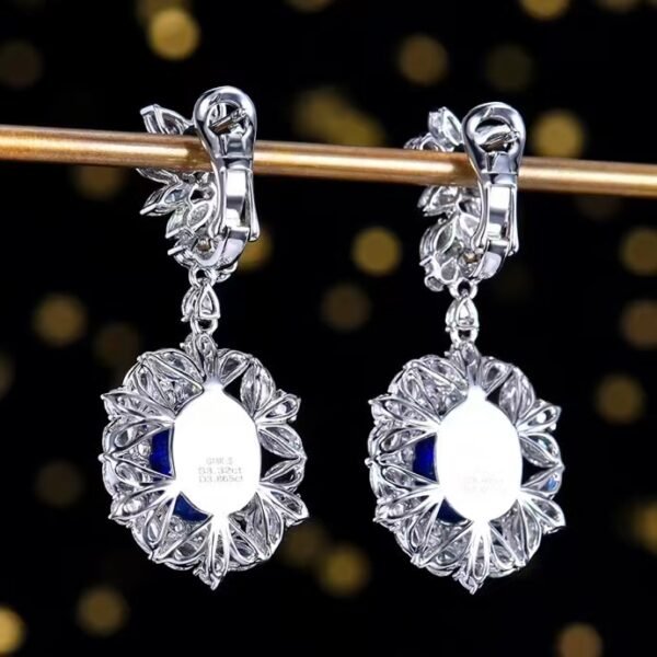 微信图片_20240802101310 SGARIT Fine Jewelry Manufacturer Custom Real 18k White Gold 3.92 Carats Oval Cut Jewellery Luxury Natural Gemstone Sri Lanka Blue Sapphire Earrings