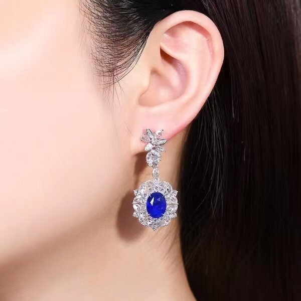 微信图片_202408021013101 SGARIT Fine Jewelry Manufacturer Custom Real 18k White Gold 3.92 Carats Oval Cut Jewellery Luxury Natural Gemstone Sri Lanka Blue Sapphire Earrings