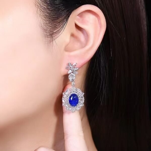 微信图片_202408021013102 SGARIT Fine Jewelry Manufacturer Custom Real 18k White Gold 3.92 Carats Oval Cut Jewellery Luxury Natural Gemstone Sri Lanka Blue Sapphire Earrings