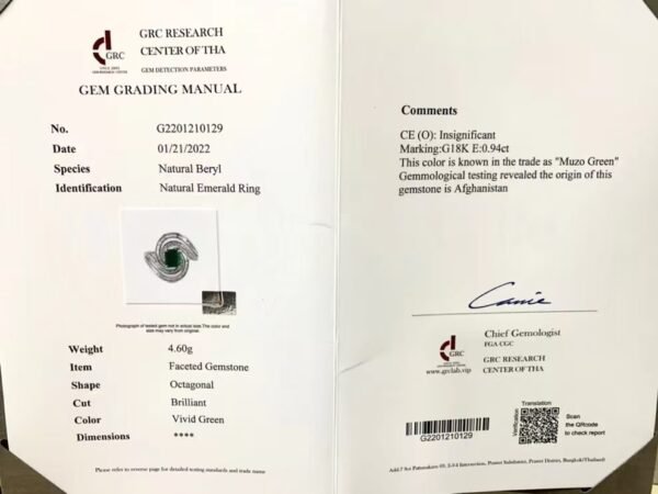 微信图片_202408021013271 SGARIT Fine Jewelry Factory Customized Solid 18k White Gold 0.94 Carats Emerald Cut Jewellery Classic Engagement Anniversary VVG Green Natural Afghanistan Gemstone Charming Little Cyclone Emerald Ring