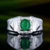 SGARIT Fine Jewelry Factory Customized Solid 18k White Gold 0.98 Carats Oval Cut Jewellery Classic Engagement Anniversary Green Natural Zambia Gemstone Emerald Ring