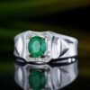 SGARIT Fine Jewelry Factory Customized Solid 18k White Gold 0.98 Carats Oval Cut Jewellery Classic Engagement Anniversary Green Natural Zambia Gemstone Emerald Ring