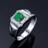 SGARIT Fine Jewelry Factory Customized Solid 18k White Gold 0.98 Carats Oval Cut Jewellery Classic Engagement Anniversary Green Natural Zambia Gemstone Emerald Ring