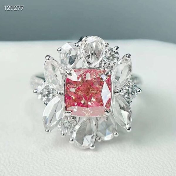 SGARIT Fine Jewelry Produce Custom Solid 18k White Gold 2.12 Carats Cushion Cut Jewellery Luxury Fancy Pink Natural Diamond VVS Ring
