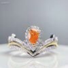 SGARIT Fine Jewelry Manufacturer Custom Solid 18k White Gold 0.3 Carats Pear Cut Jewellery Luxury Fancy Vivid Orange Yellow Natural Diamond SI Ring