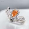 SGARIT Fine Jewelry Manufacturer Custom Solid 18k White Gold 0.3 Carats Pear Cut Jewellery Luxury Fancy Vivid Orange Yellow Natural Diamond SI Ring