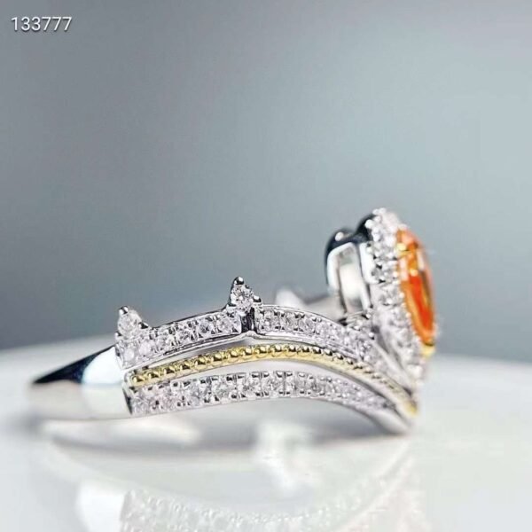 SGARIT Fine Jewelry Manufacturer Custom Solid 18k White Gold 0.3 Carats Pear Cut Jewellery Luxury Fancy Vivid Orange Yellow Natural Diamond SI Ring