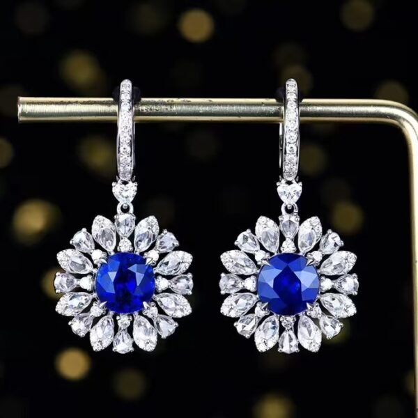 微信图片_20240805142648 SGARIT Fine Jewelry Manufacturer Custom Real 18k White Gold 4.46 Carats Round Brilliant Cut Jewellery Luxury Natural Gemstone Sri Lanka Sapphire Earrings
