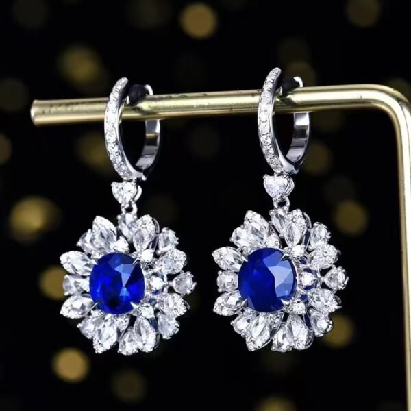 微信图片_202408051426481 SGARIT Fine Jewelry Manufacturer Custom Real 18k White Gold 4.46 Carats Round Brilliant Cut Jewellery Luxury Natural Gemstone Sri Lanka Sapphire Earrings