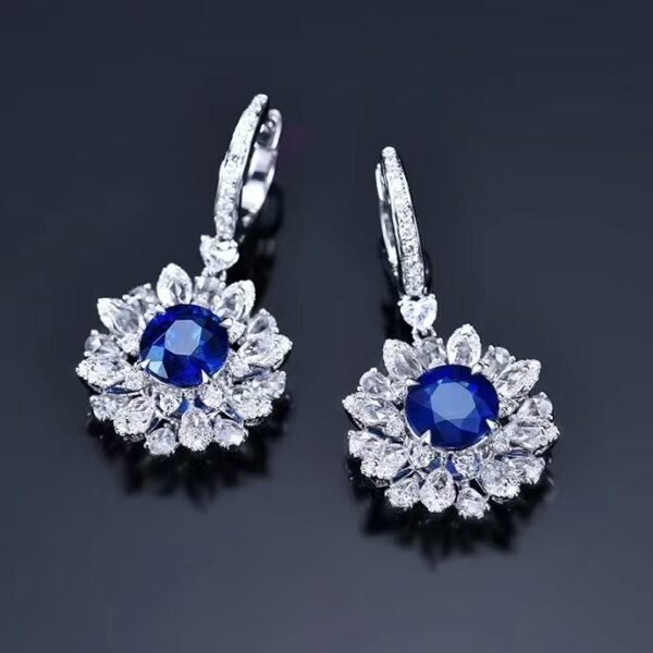 微信图片_202408051426483 SGARIT Fine Jewelry Manufacturer Custom Real 18k White Gold 4.46 Carats Round Brilliant Cut Jewellery Luxury Natural Gemstone Sri Lanka Sapphire Earrings