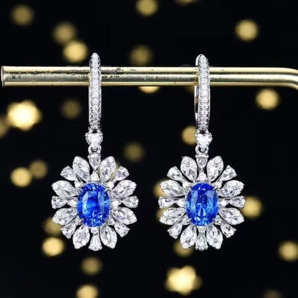 微信图片_20240806101934 SGARIT Fine Jewelry Manufacturer Custom Real 18k White Gold 3.15 Carats Oval Cut Jewellery Luxury Natural Gemstone Sri Lanka Cornflower Sapphire Earrings