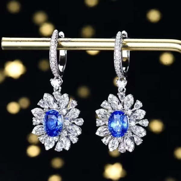 微信图片_202408061019341 SGARIT Fine Jewelry Manufacturer Custom Real 18k White Gold 3.15 Carats Oval Cut Jewellery Luxury Natural Gemstone Sri Lanka Cornflower Sapphire Earrings
