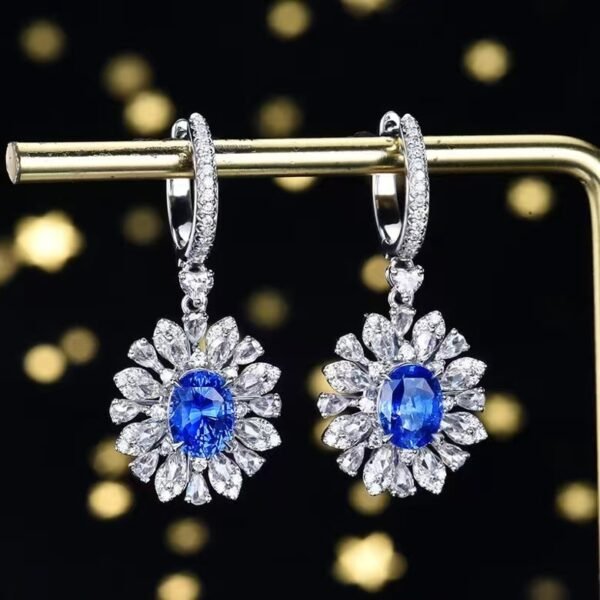 微信图片_202408061019343 SGARIT Fine Jewelry Manufacturer Custom Real 18k White Gold 3.15 Carats Oval Cut Jewellery Luxury Natural Gemstone Sri Lanka Cornflower Sapphire Earrings