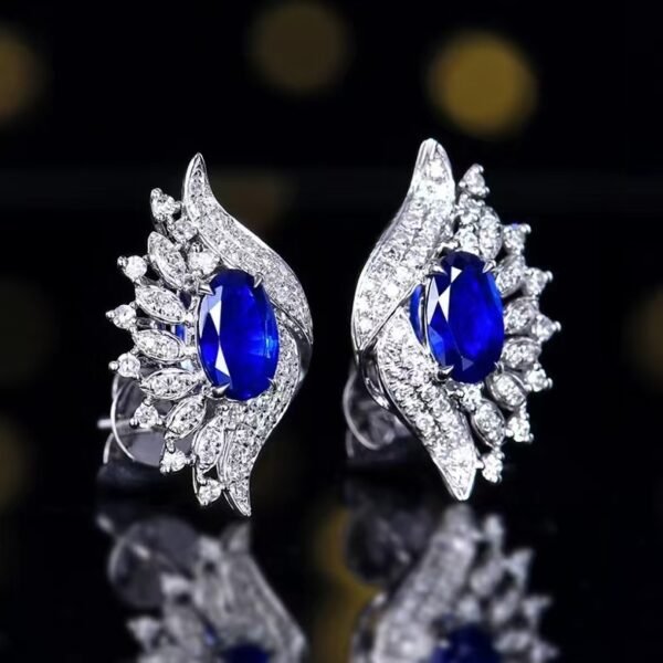 微信图片_202408061020042 SGARIT Fine Jewelry Manufacturer Custom Real 18k White Gold 0.81 Carats Oval Cut Jewellery Luxury Natural Gemstone Sri Lanka Blue Sapphire Earrings