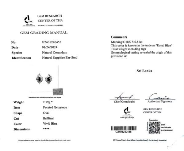 微信图片_20240806102005 SGARIT Fine Jewelry Manufacturer Custom Real 18k White Gold 0.81 Carats Oval Cut Jewellery Luxury Natural Gemstone Sri Lanka Blue Sapphire Earrings