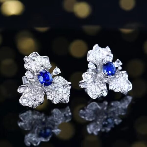 微信图片_202408061020221 SGARIT Fine Jewelry Manufacturer Custom Real 18k White Gold 1.55 Carats Oval Cut Jewellery Luxury Natural Gemstone Sri Lanka Unheated Royal Blue Sapphire Earrings