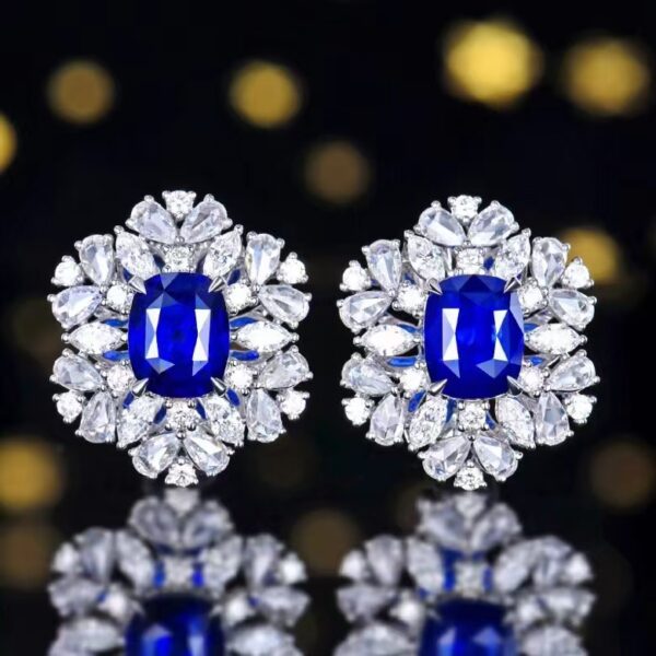 微信图片_20240806102042 SGARIT Fine Jewelry Manufacturer Custom Real 18k White Gold 4.1 Carats Cushion Cut Jewellery Luxury Natural Gemstone Sri Lanka Blue Sapphire Earrings