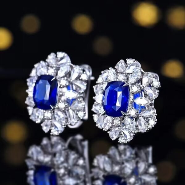微信图片_202408061020421 SGARIT Fine Jewelry Manufacturer Custom Real 18k White Gold 4.1 Carats Cushion Cut Jewellery Luxury Natural Gemstone Sri Lanka Blue Sapphire Earrings