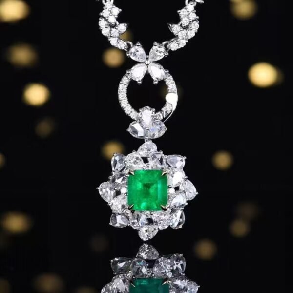 微信图片_202408061020593 SGARIT Fine Jewelry Manufacturer Customized Solid 18k White Gold 1.19 Carats Emerald Cut Jewellery Classic Engagement Anniversary Musa level Green Natural Gemstone Emerald Pendant/Ring