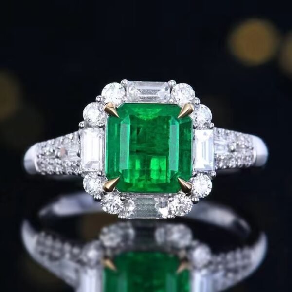 SGARIT Fine Jewelry Manufacturer Customized Solid 18k White Gold 1.83 Carats Emerald Cut Jewellery Classic Engagement Anniversary Wharton Green Natural Gemstone Emerald Pendant/Ring