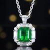 SGARIT Fine Jewelry Manufacturer Customized Solid 18k White Gold 1.83 Carats Emerald Cut Jewellery Classic Engagement Anniversary Wharton Green Natural Gemstone Emerald Pendant/Ring