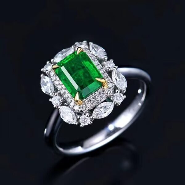 微信图片_202408061025593 SGARIT Fine Jewelry Factory Customized Solid 18k White Gold 1.23 Carats Emerald Cut Jewellery Classic Engagement Anniversary Wharton Green Natural Gemstone Emerald Ring