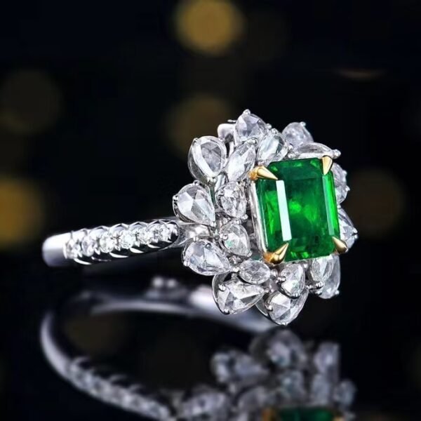 SGARIT Fine Jewelry Manufacturer Customized Solid 18k White Gold 1.13 Carats Emerald Cut Jewellery Classic Engagement Anniversary Wharton Green Natural Gemstone Emerald Pendant/Ring