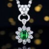 SGARIT Fine Jewelry Manufacturer Customized Solid 18k White Gold 1.13 Carats Emerald Cut Jewellery Classic Engagement Anniversary Wharton Green Natural Gemstone Emerald Pendant/Ring