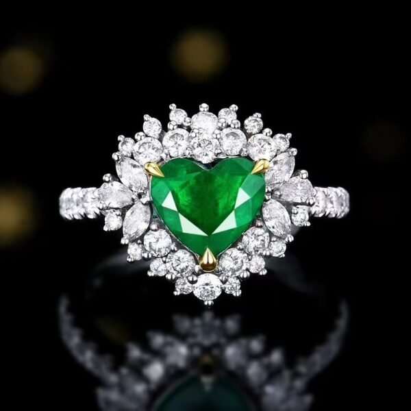 微信图片_20240806102627 SGARIT Fine Jewelry Factory Customized Solid 18k White Gold 1.43 Carats Heart Cut Jewellery Classic Engagement Anniversary Wharton Green Natural Gemstone Emerald Ring